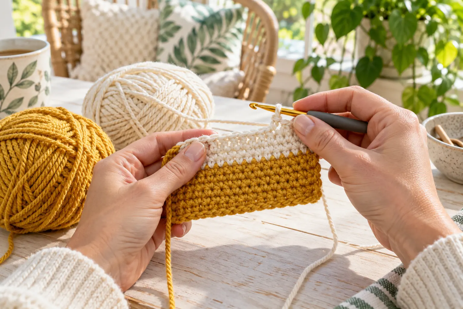 Changing crochet colors