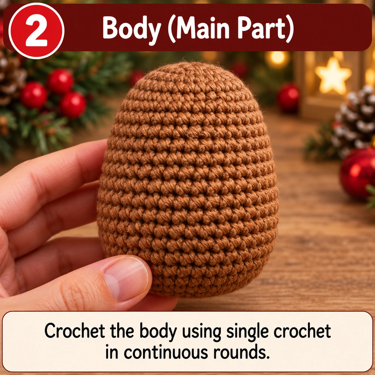 Crochet Christmas moose body and head step by step