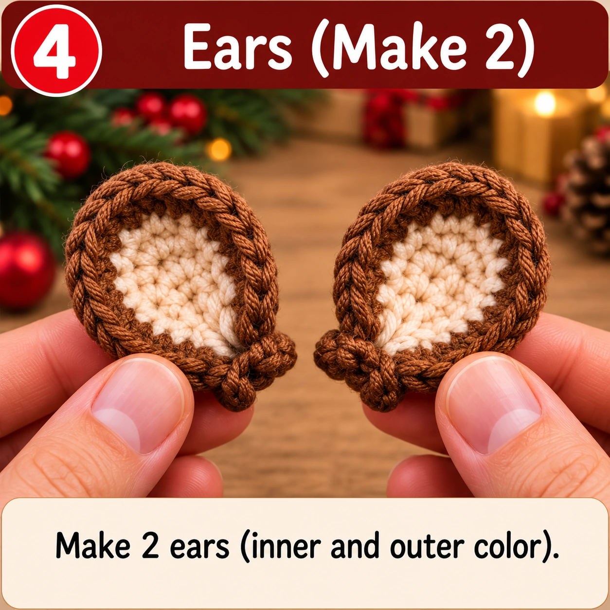 Crochet moose ears step by step
