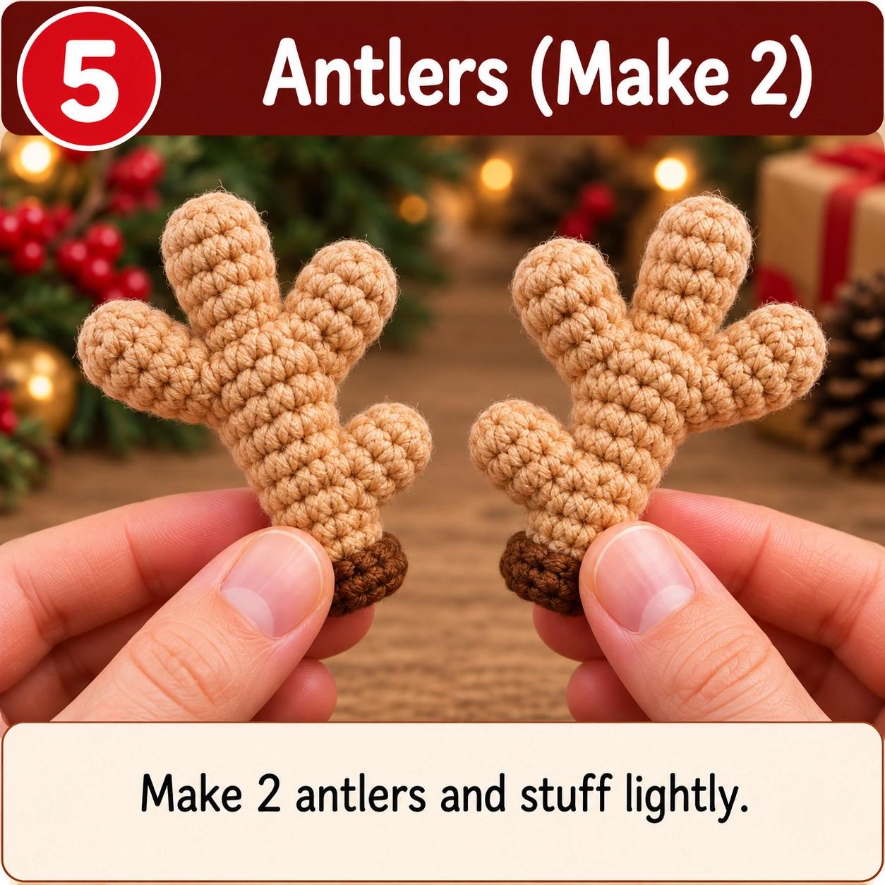 Crochet moose antlers step by step