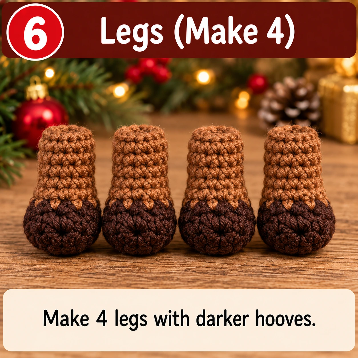 Crochet moose limbs and hooves step by step