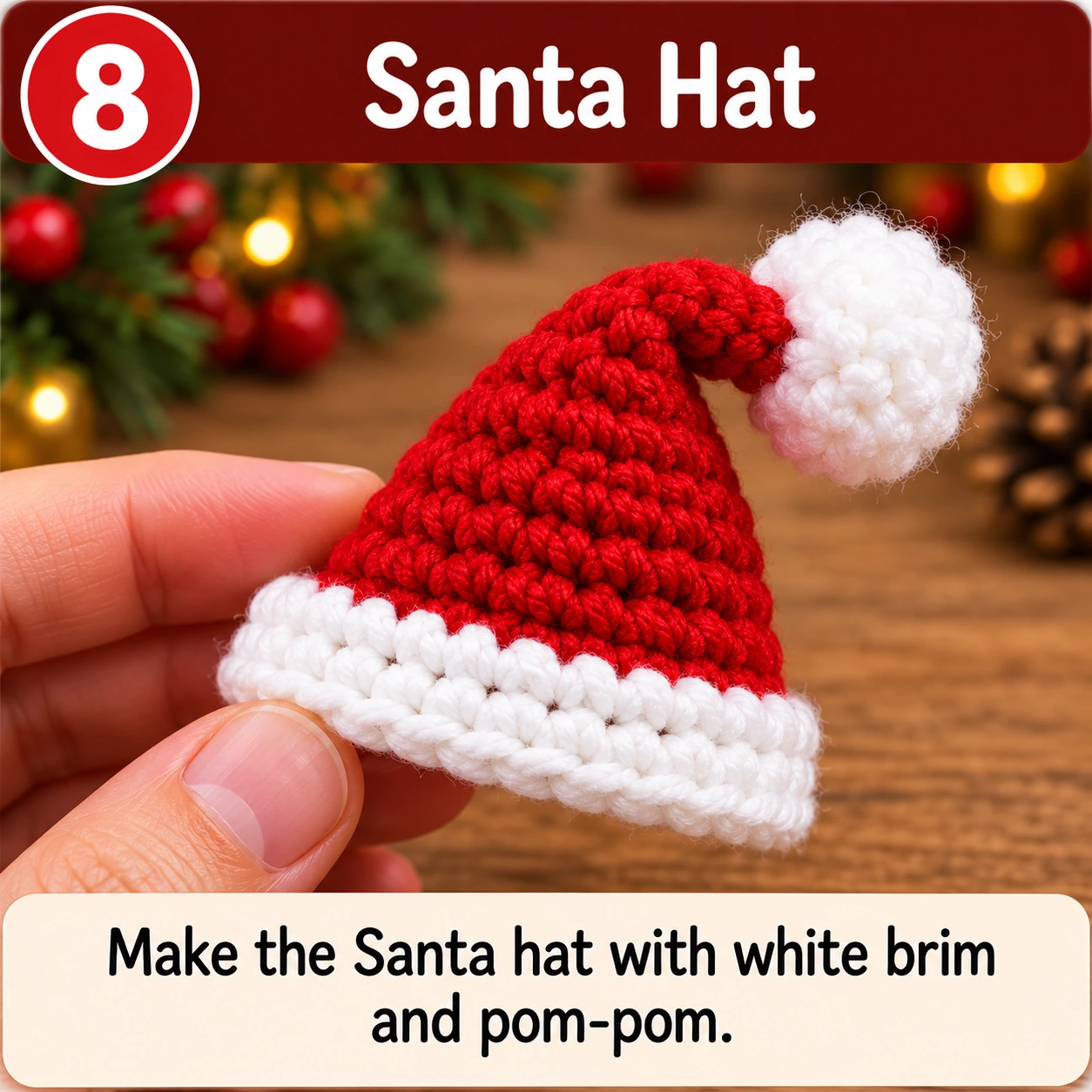 Crochet Santa hat for Christmas moose