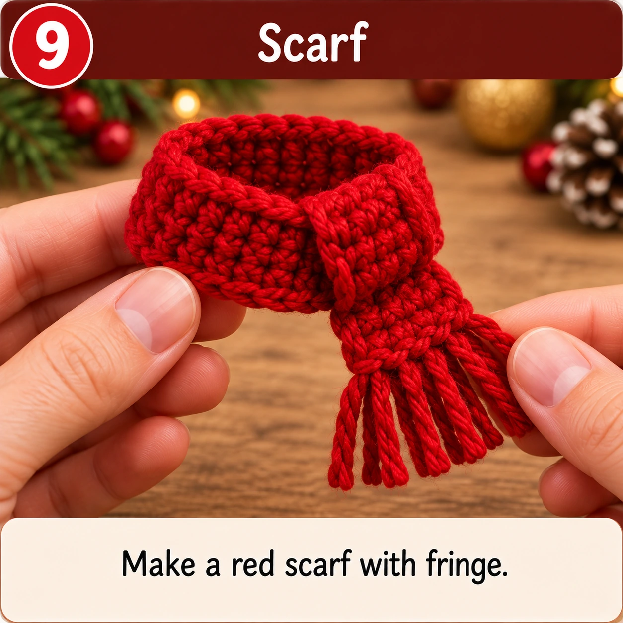 Crochet Christmas scarf for moose amigurumi