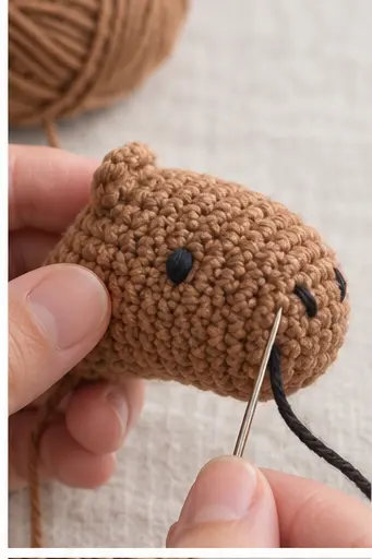Tan muzzle positioned low on the capybara face