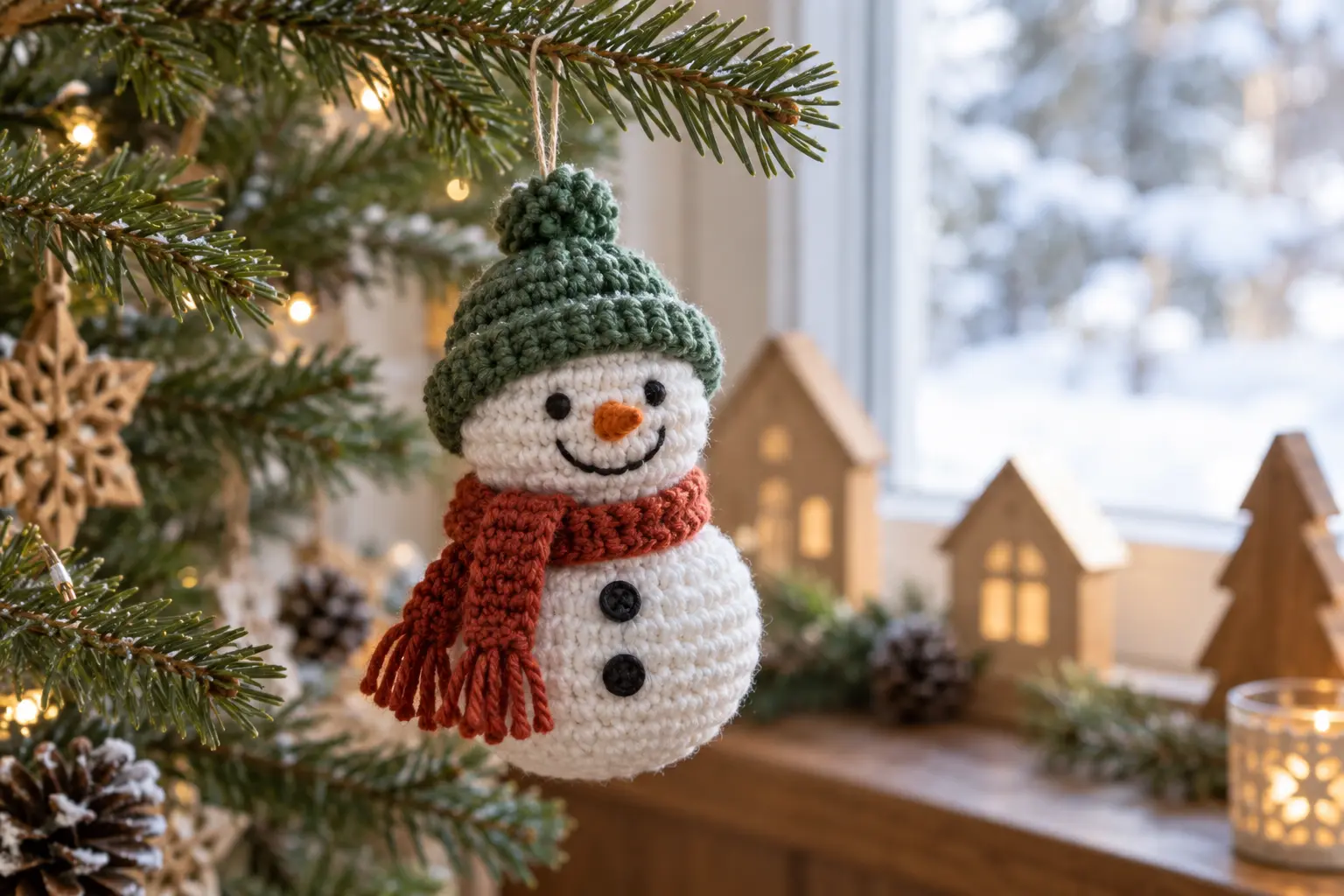 Crochet snowman ornament