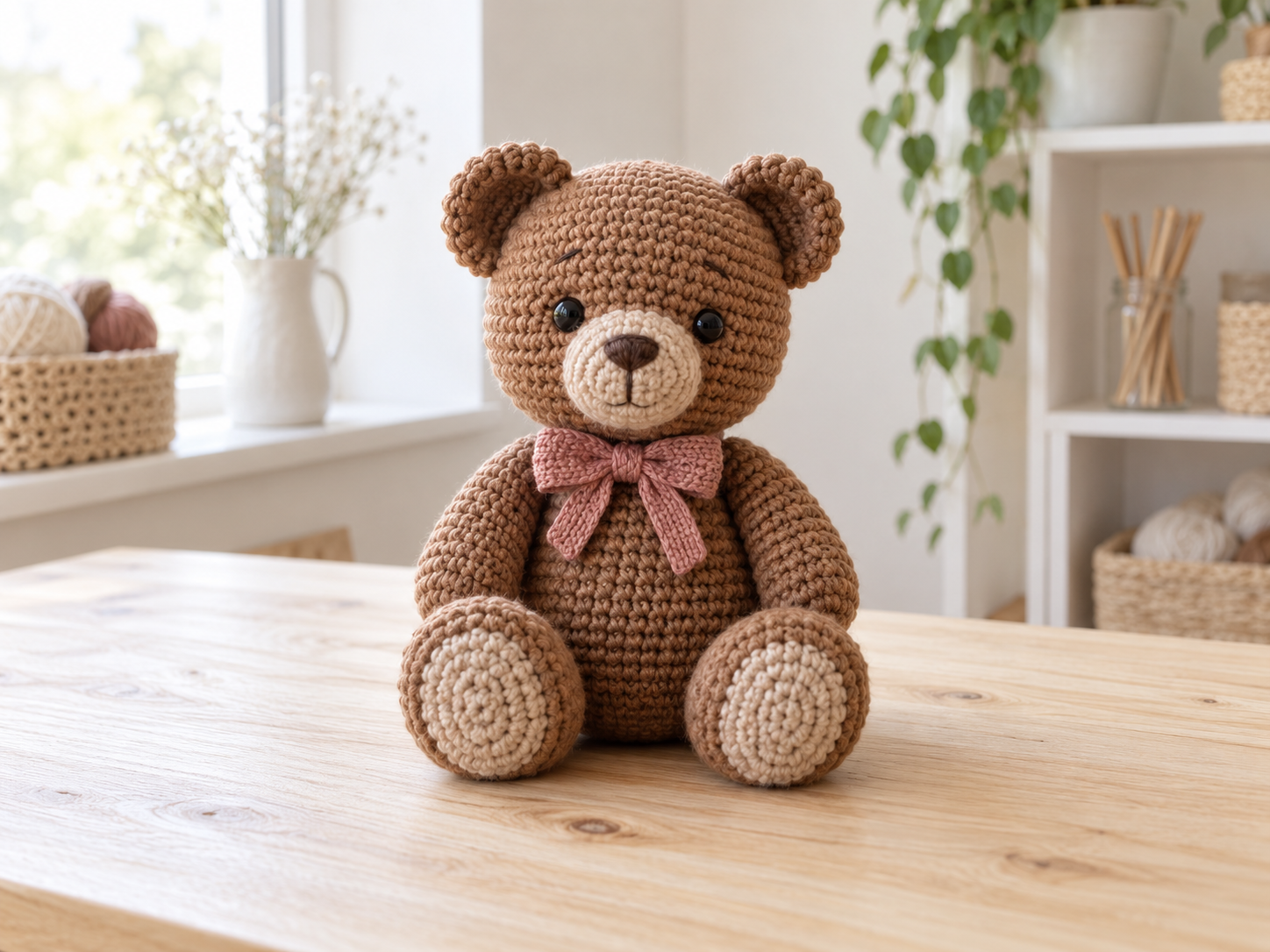 Finished handmade crochet bear gift