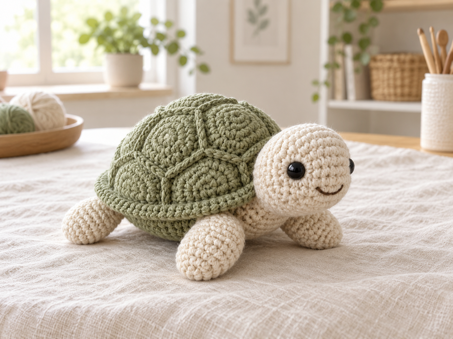 Finished handmade crochet turtle gift
