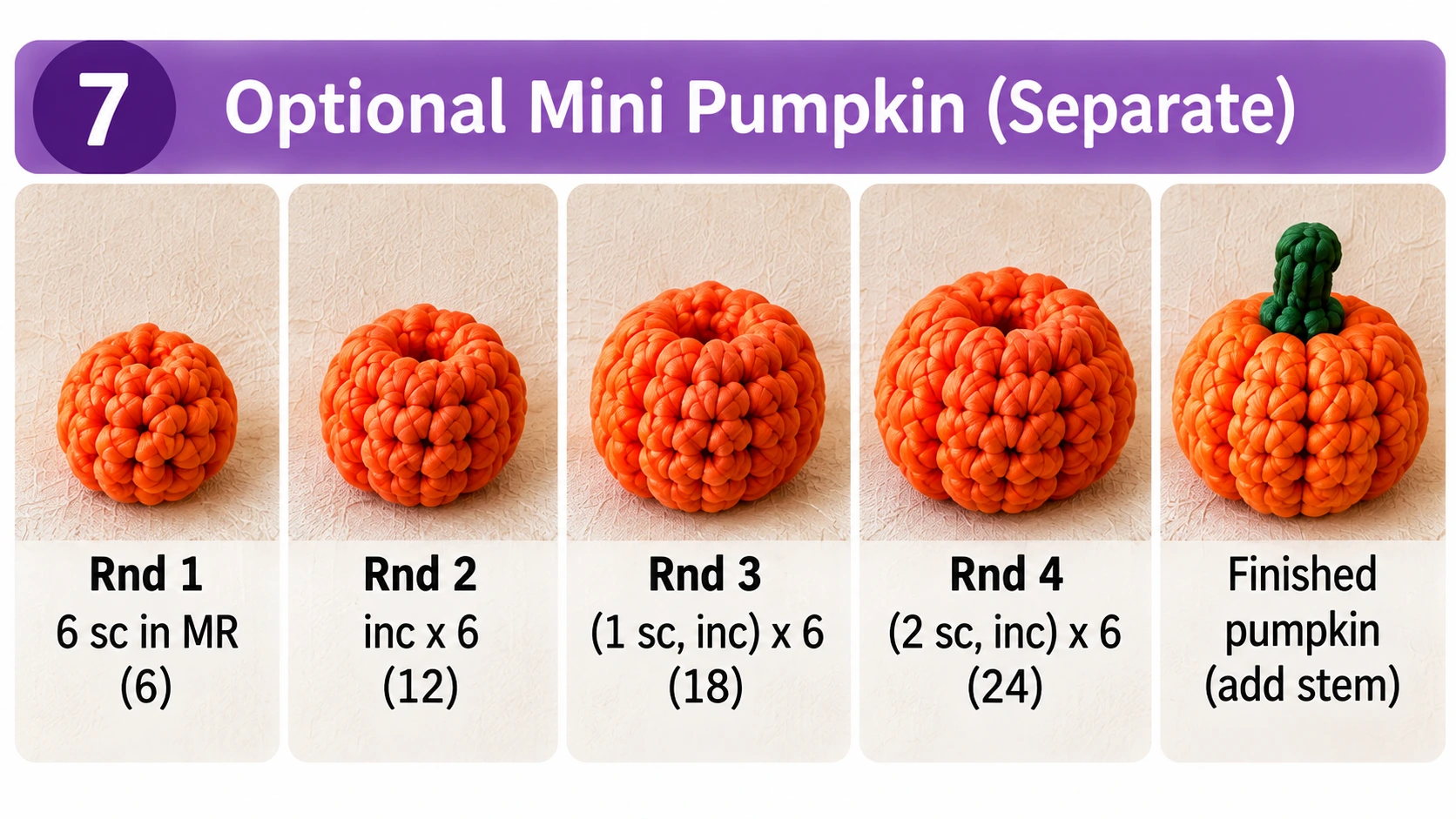 Optional mini crochet pumpkin prop for Halloween photos