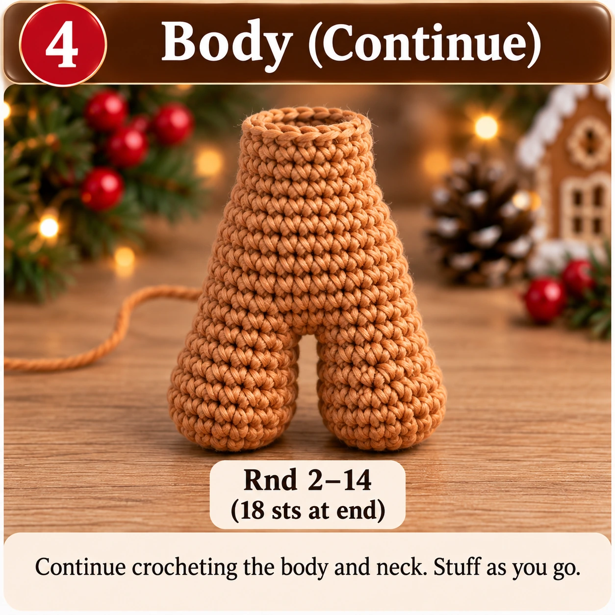 Crochet gingerbread man body step by step