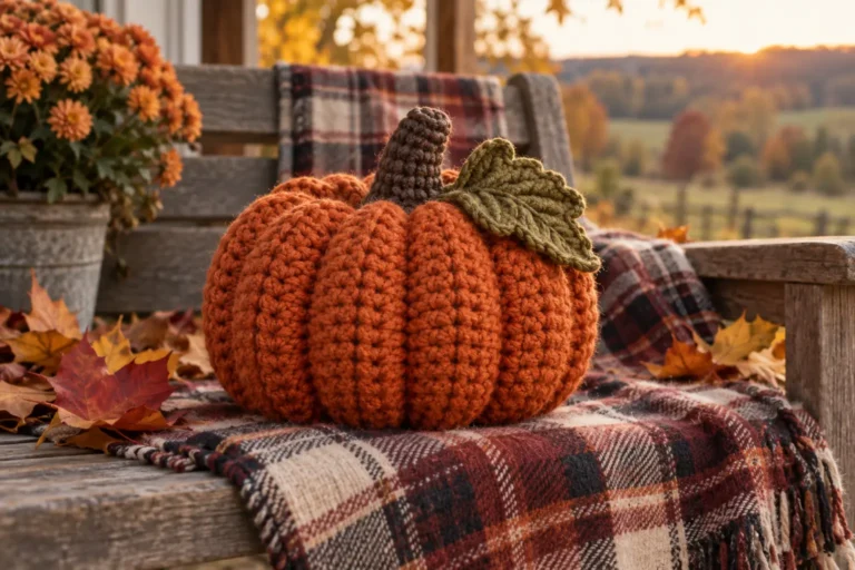 No-sew handmade crochet pumpkin for autumn decor