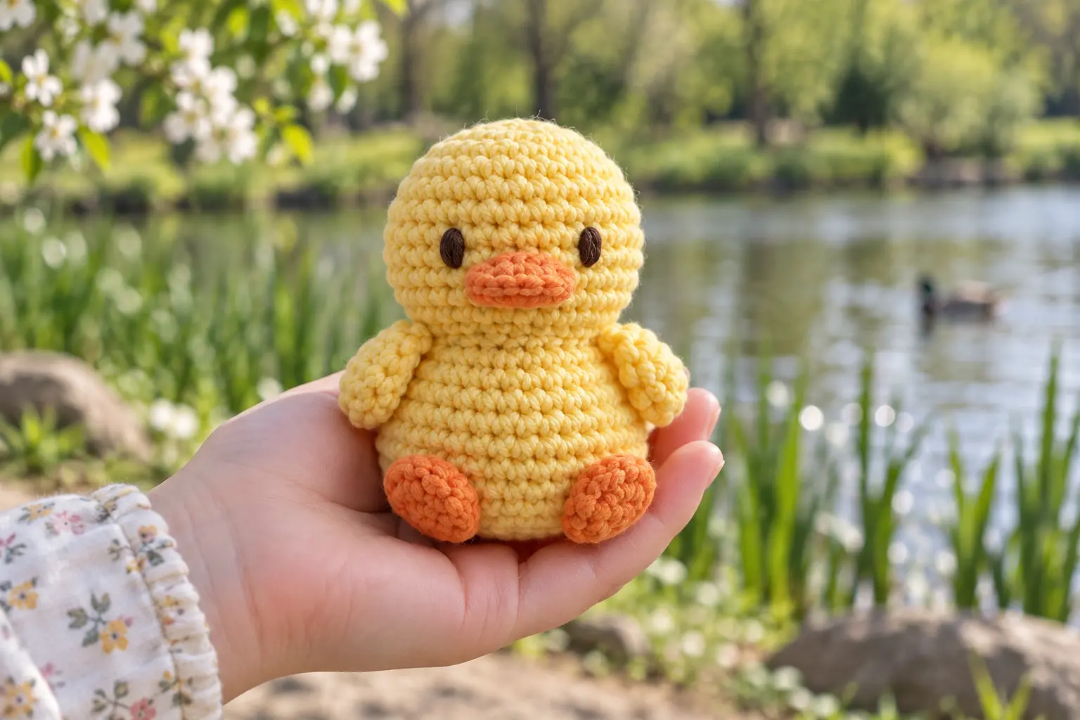 No-sew crochet duck