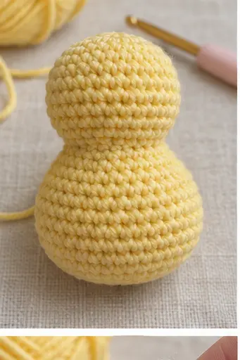 Crocheting a yellow wing directly into the duck body