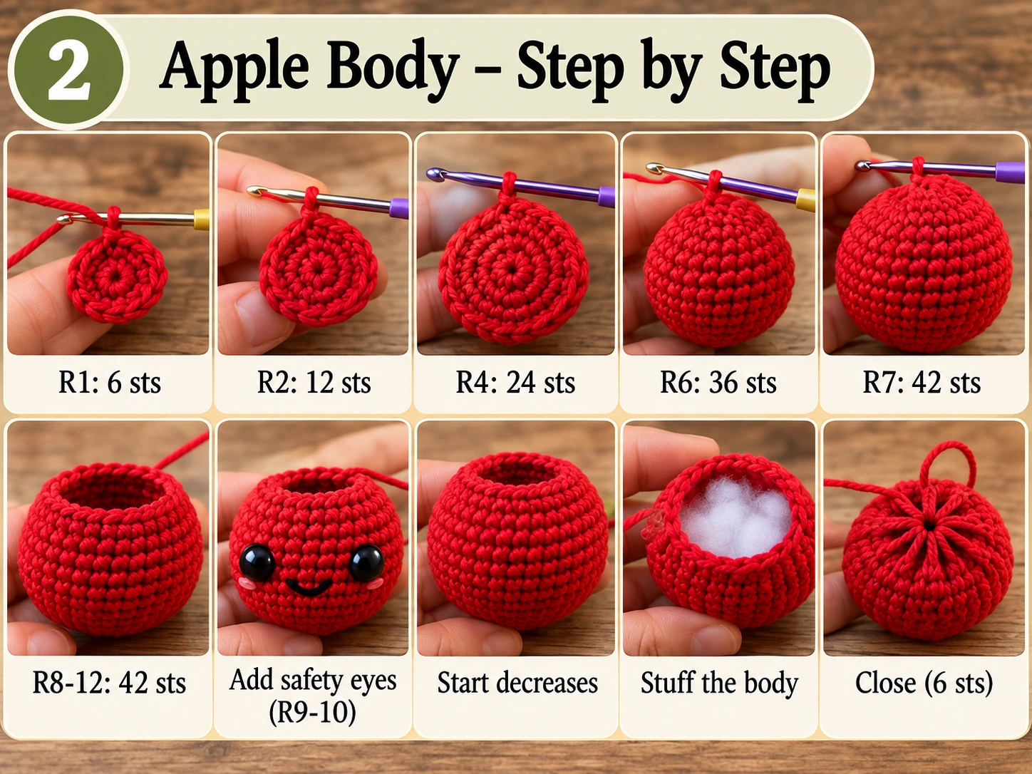 Crochet poison apple body step by step