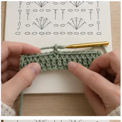 Counting the top V shapes on a sage crochet swatch