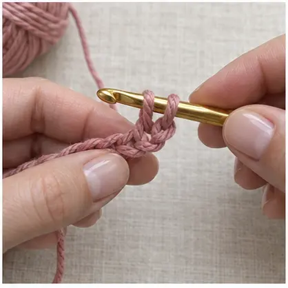 Two loops visible on a crochet hook during single crochet