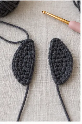Two matching charcoal crochet penguin wings