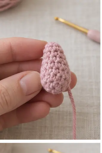 Small tapered crochet nose for a blobfish amigurumi