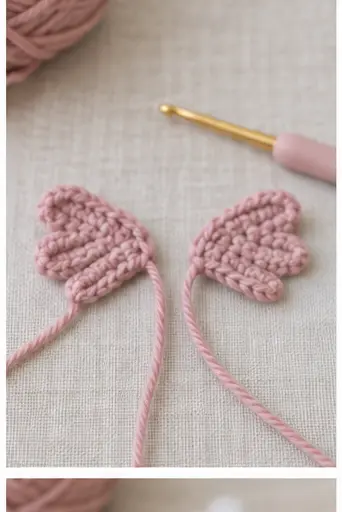 Two matching dusty pink crochet blobfish fins