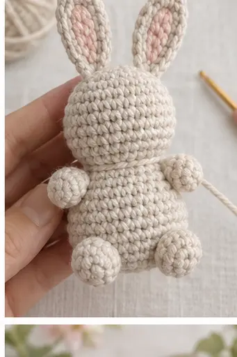 No-sew crochet bunny with four integrated bobble limbs