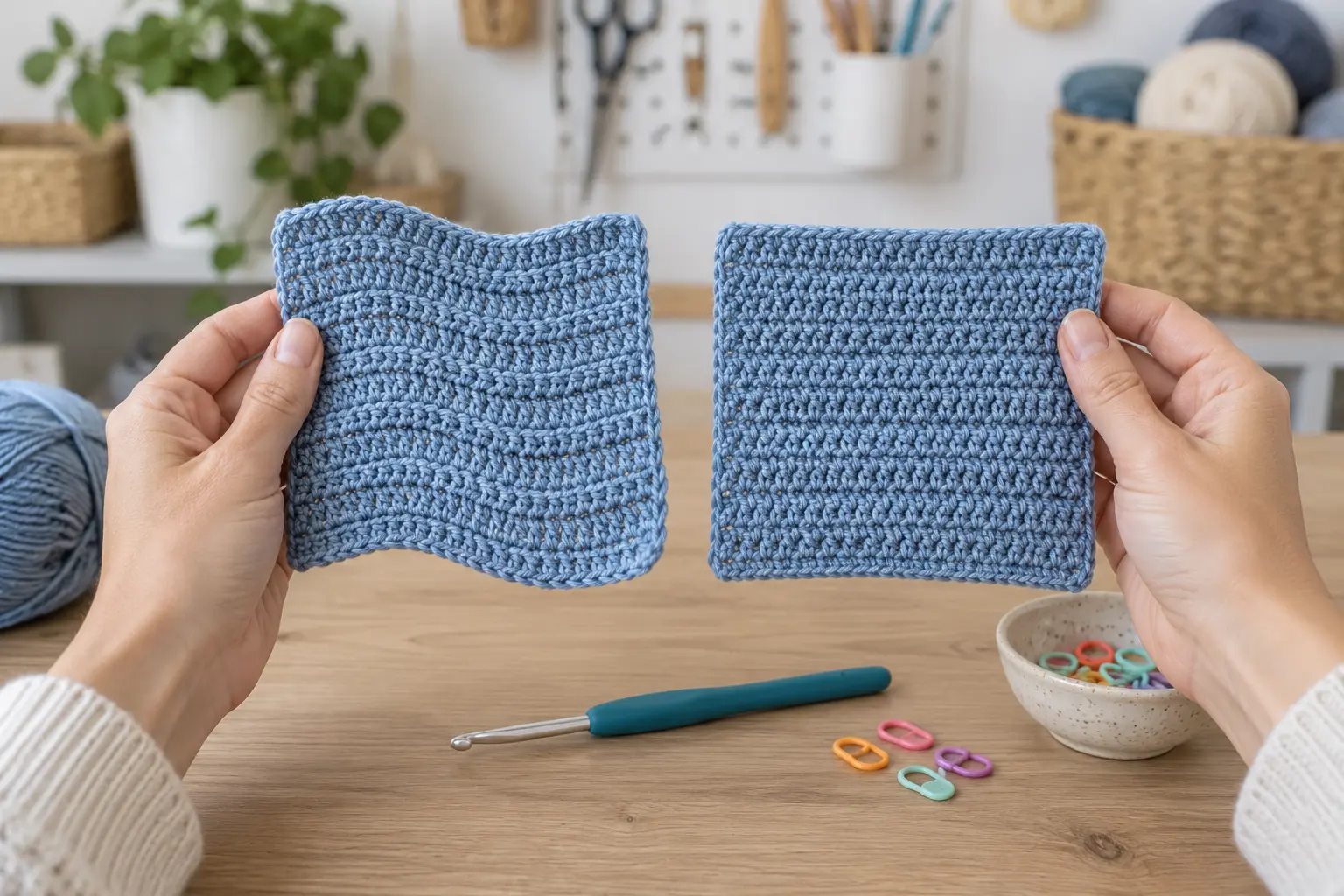 Crochet swatch with straight even edges
