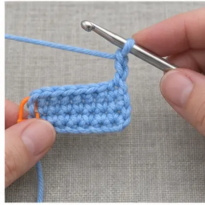 Hook working into the correct first stitch after turning crochet