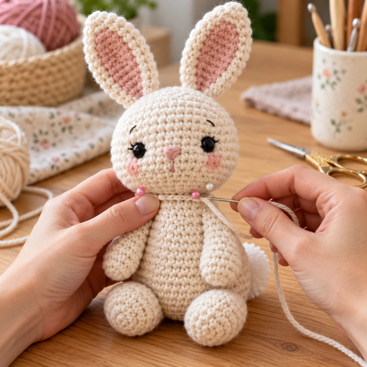 Sewing an amigurumi head securely onto the body