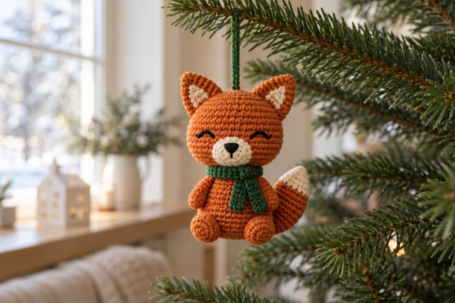 Crochet Christmas Fox Ornament – Free Amigurumi Pattern