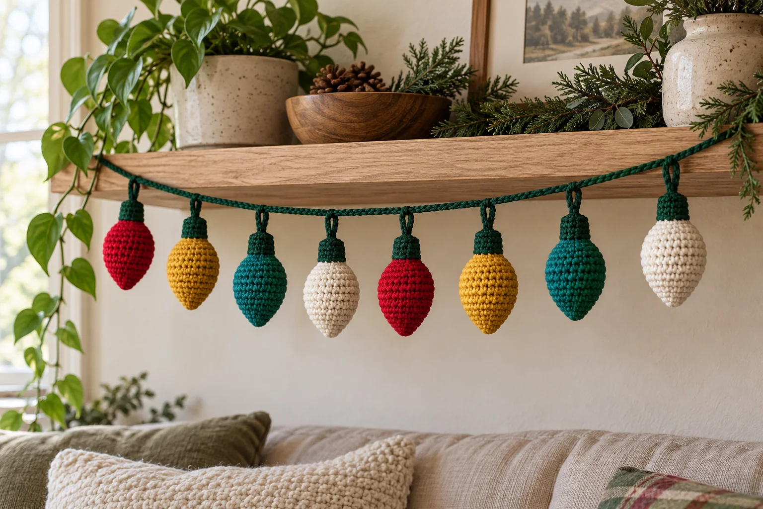 Crochet Christmas Light Bulb Garland – Free Amigurumi Pattern
