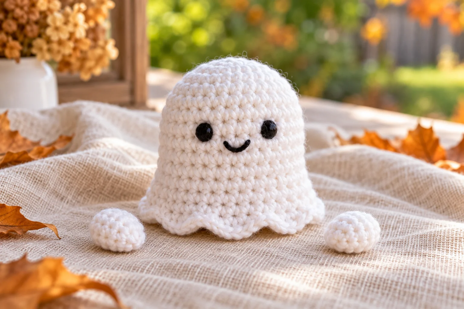 Crochet ghost in a pumpkin: ghost and arms