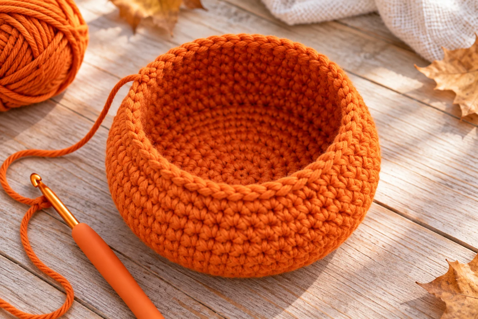 Crochet ghost in a pumpkin: pumpkin basket