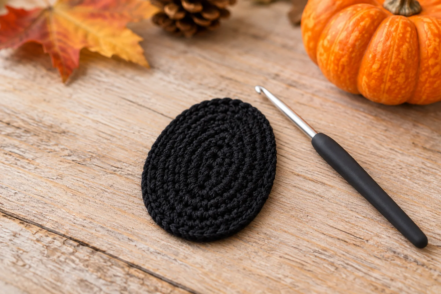 Flat oval crochet spider body