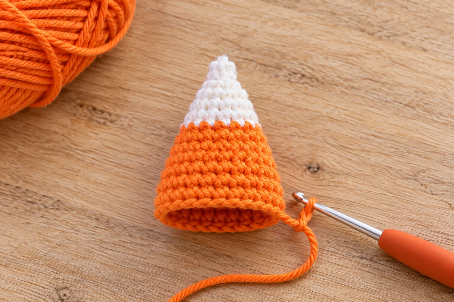 Orange middle section of the crochet candy corn