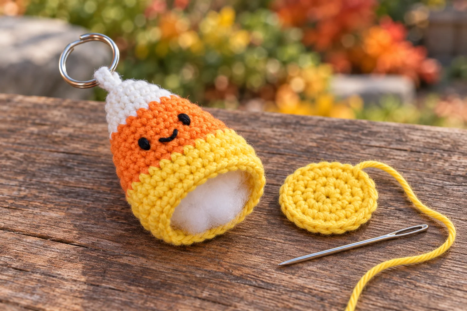 Stuffing and yellow base for the candy corn keychain