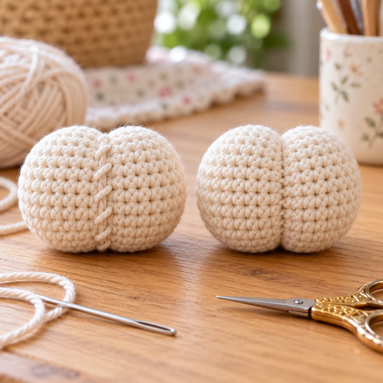 Crochet seam comparison showing visible and nearly invisible joins