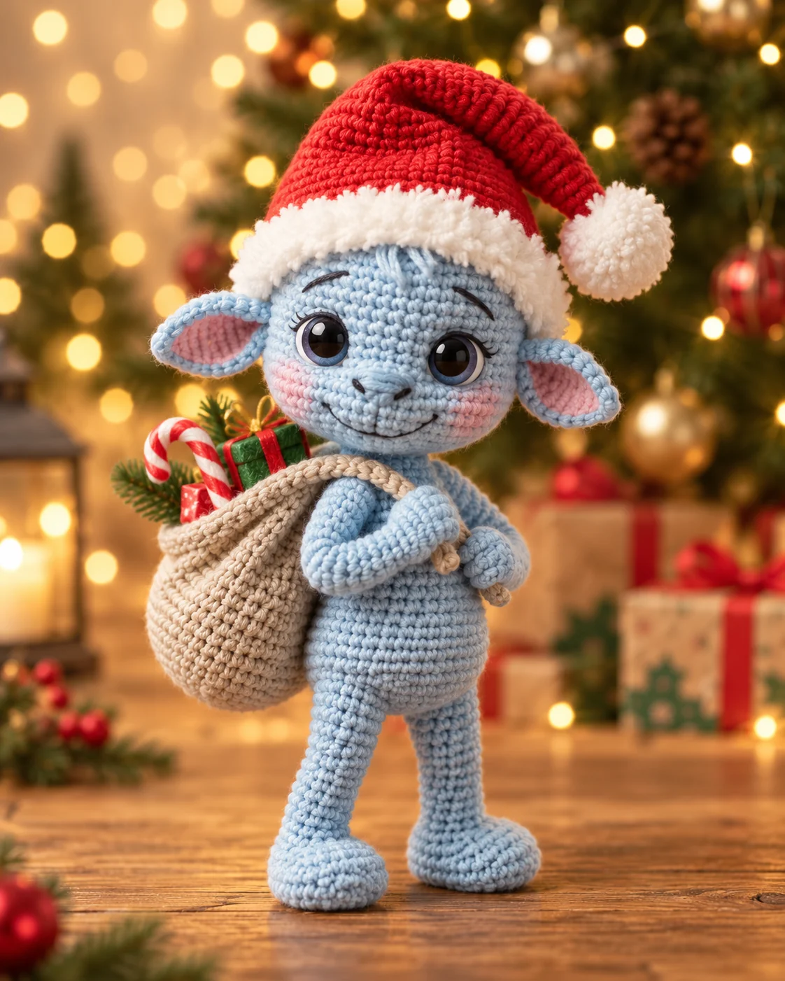 Blue Christmas Creature Crochet Pattern | Holiday Amigurumi