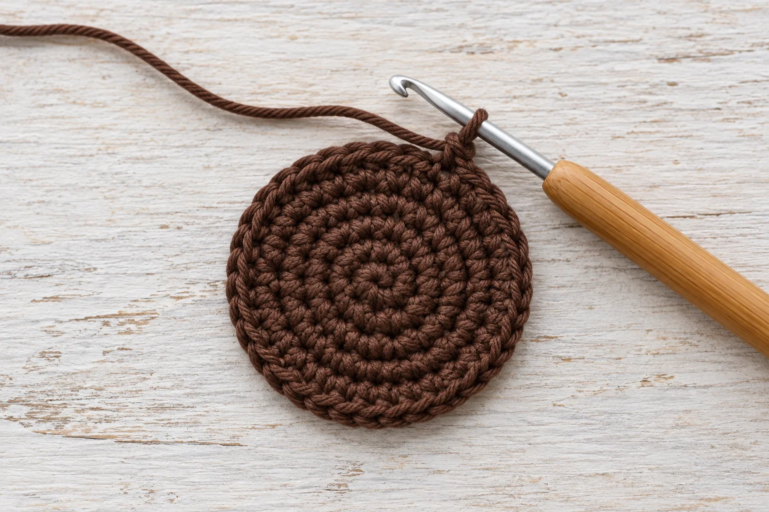 Brown circular crochet sunflower center