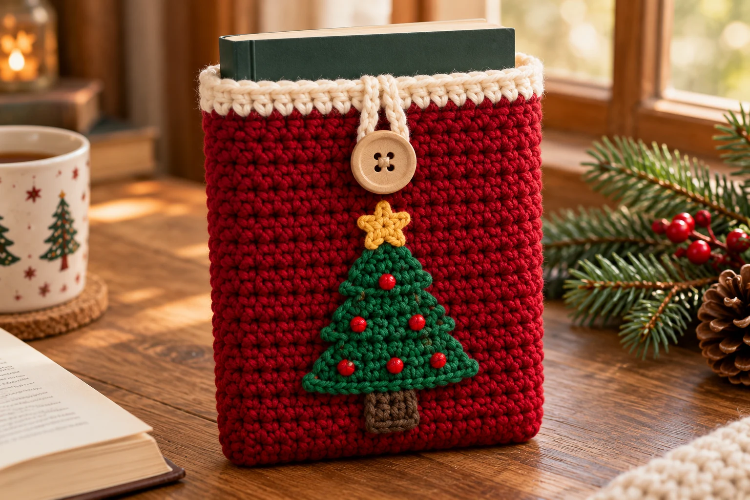 Crochet Christmas Book Sleeve – Free Gift Pattern