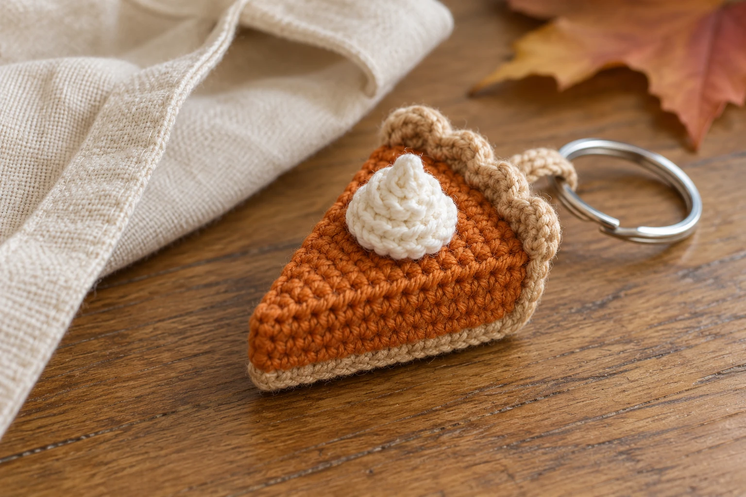 Crochet Pumpkin Pie Keychain – Free Thanksgiving Pattern