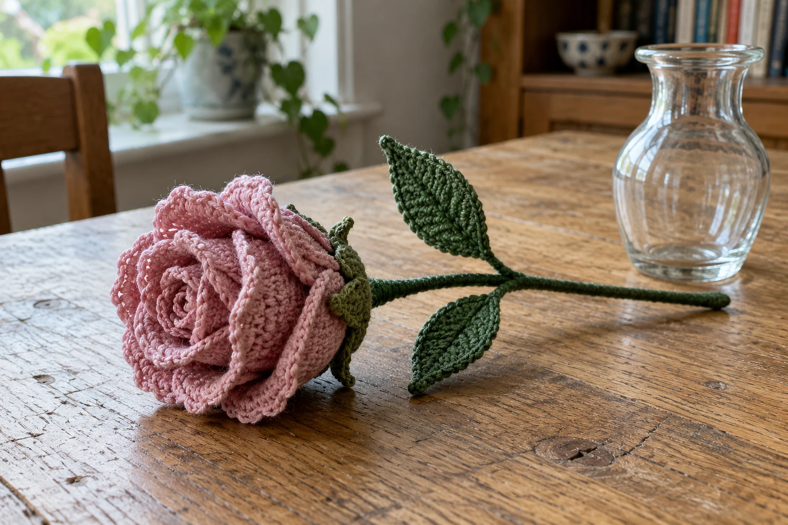 Crochet Rose Pattern with a Rolled Petal Strip - dCrochet