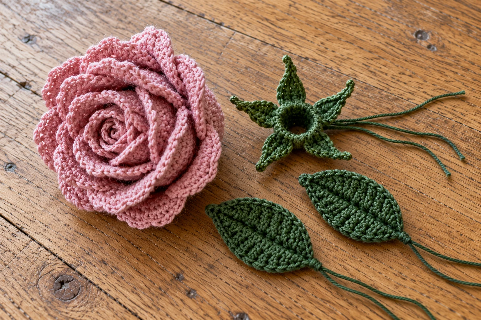 Crochet Rose Pattern with a Rolled Petal Strip - dCrochet