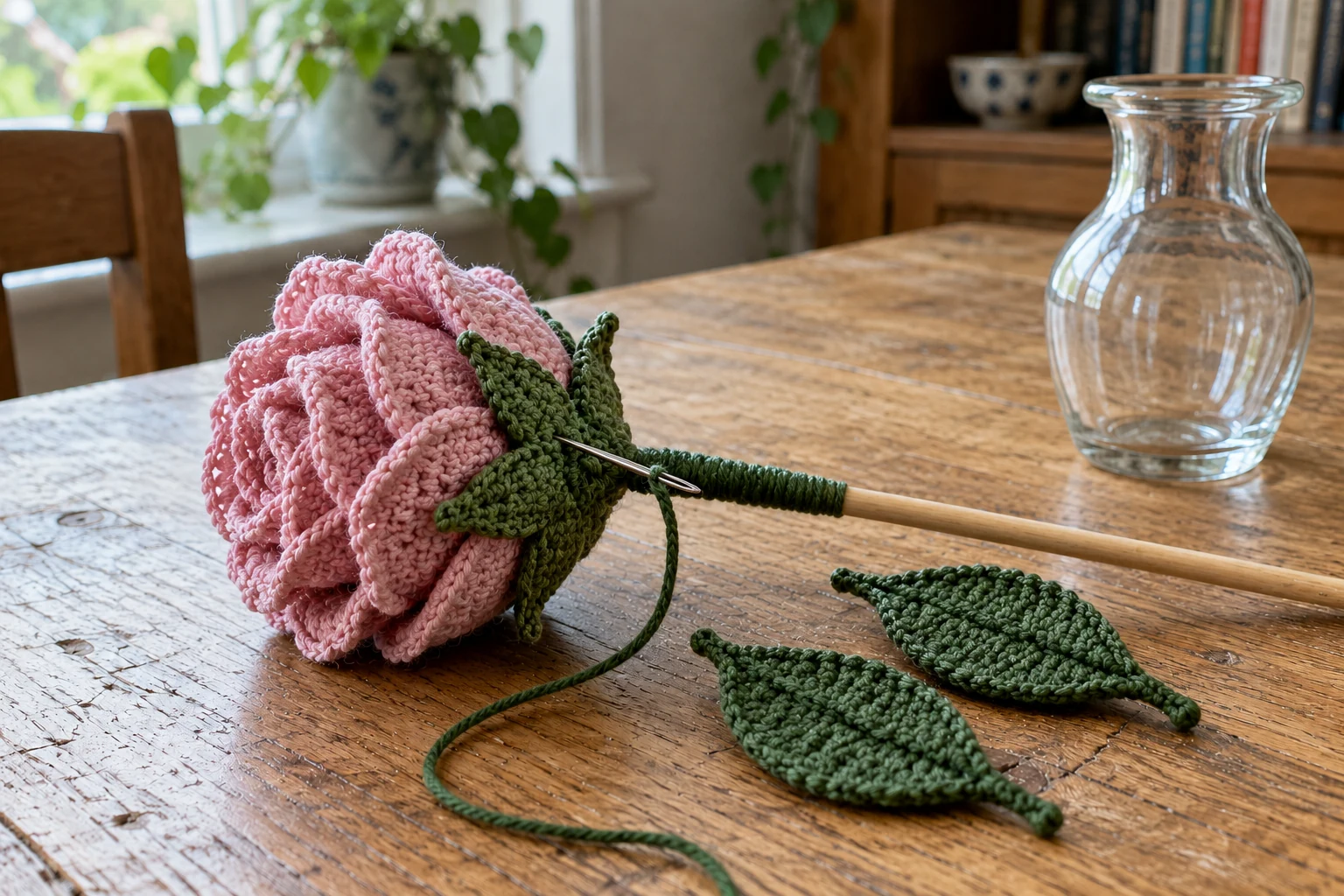 Crochet Rose Pattern with a Rolled Petal Strip - dCrochet