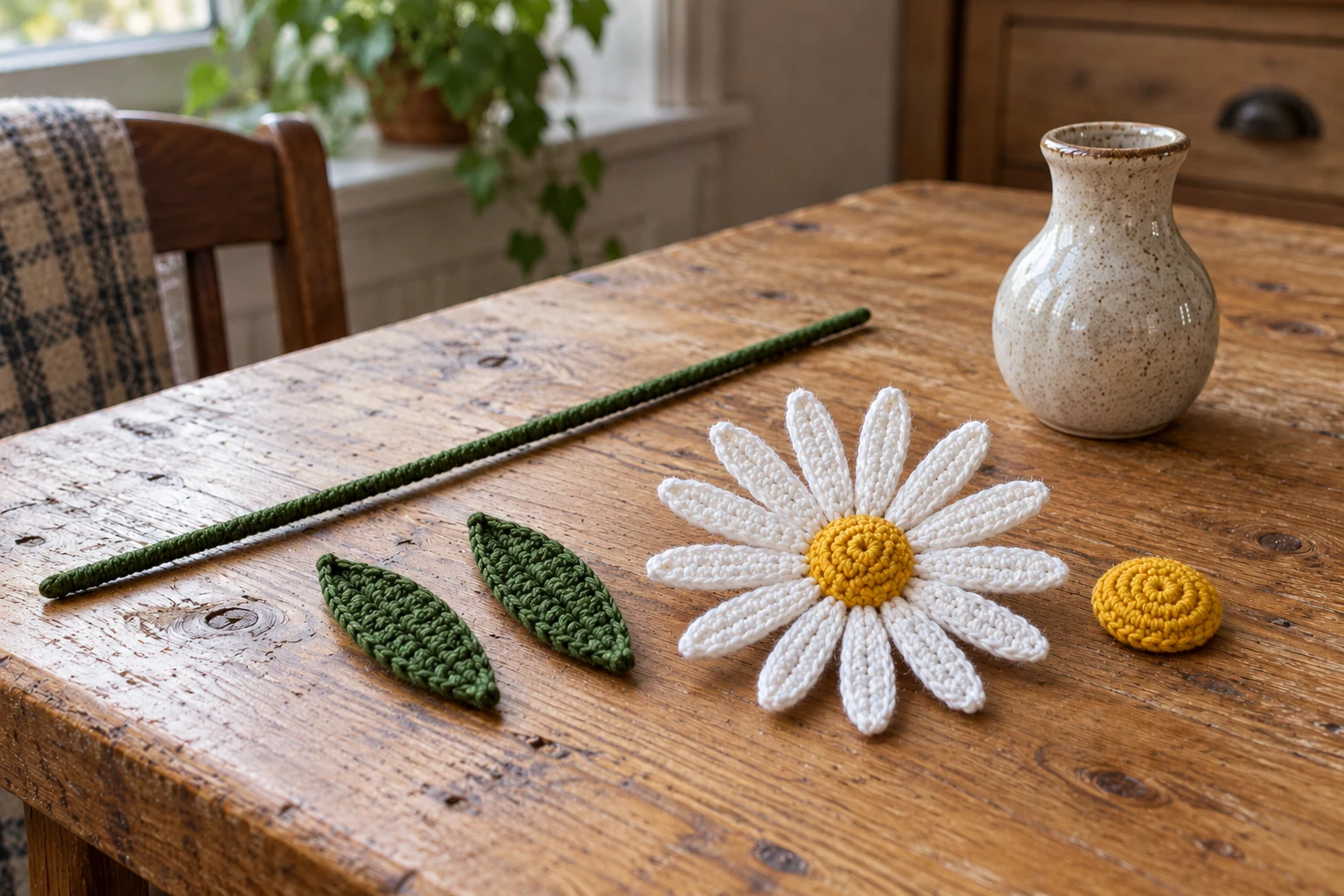 Crochet Daisy Flower Pattern with a Separate Center
